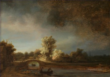Rembrandt van Rijn Painting - El puente de piedra 1638 Rembrandt